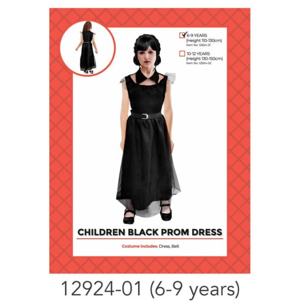 Children Black Prom Dress Costume 6-9 years