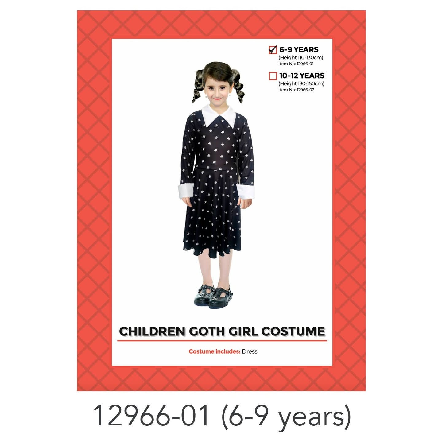 Children Wednesday printed dress costume 6-9 years
