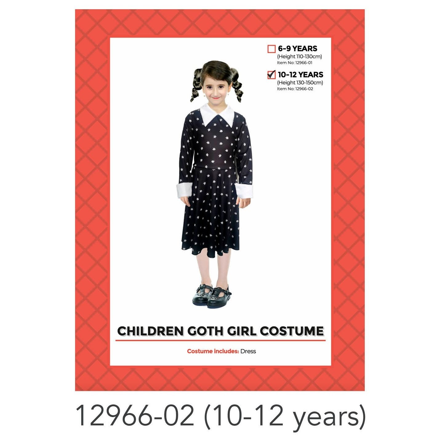 Children Wednesday printed dress costume 10-12 years