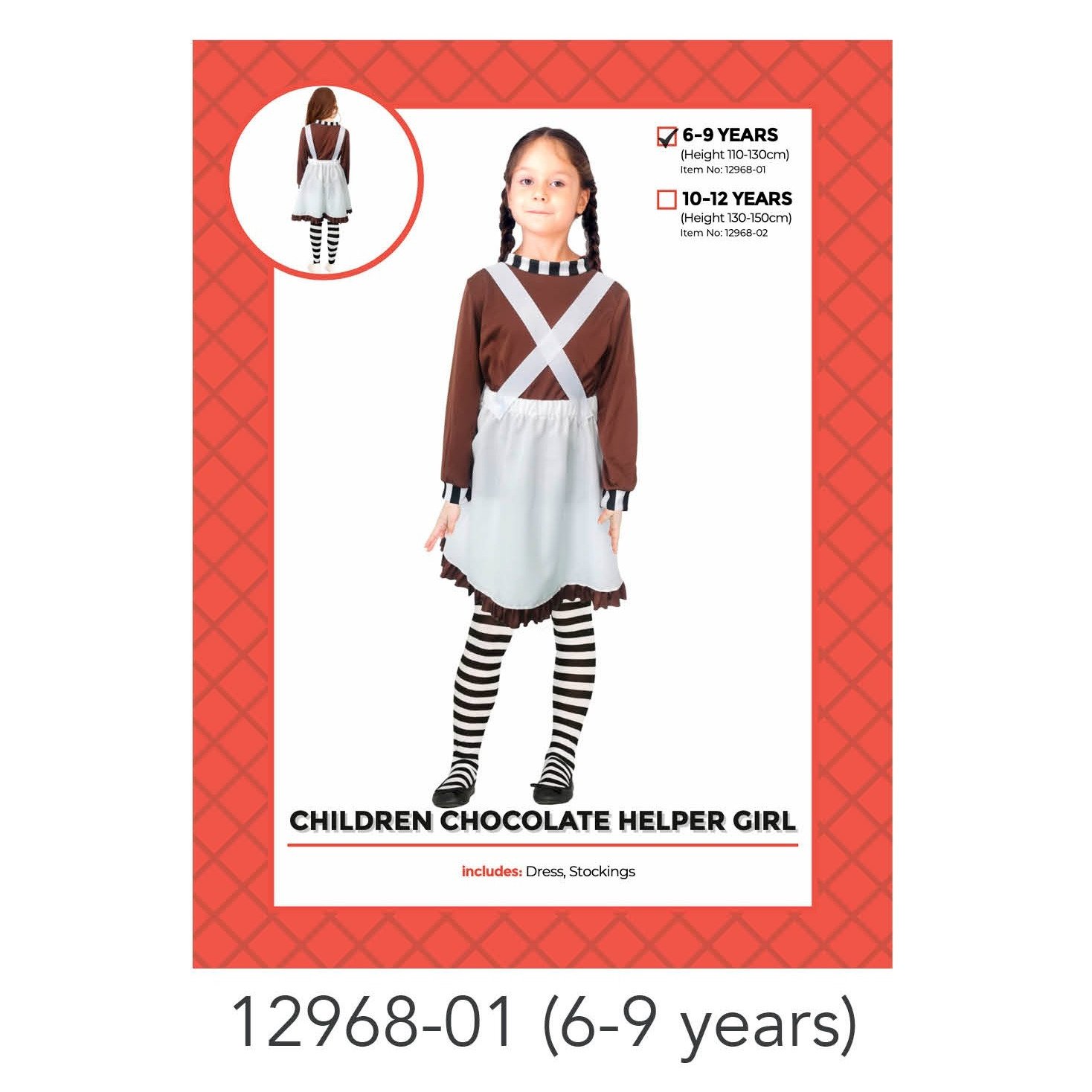 Children Chocolate Worker Girl Costume 6-9 years