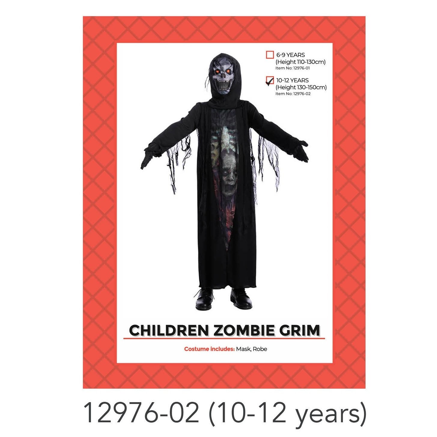 Children Zombie Grim Costume 10-12 years