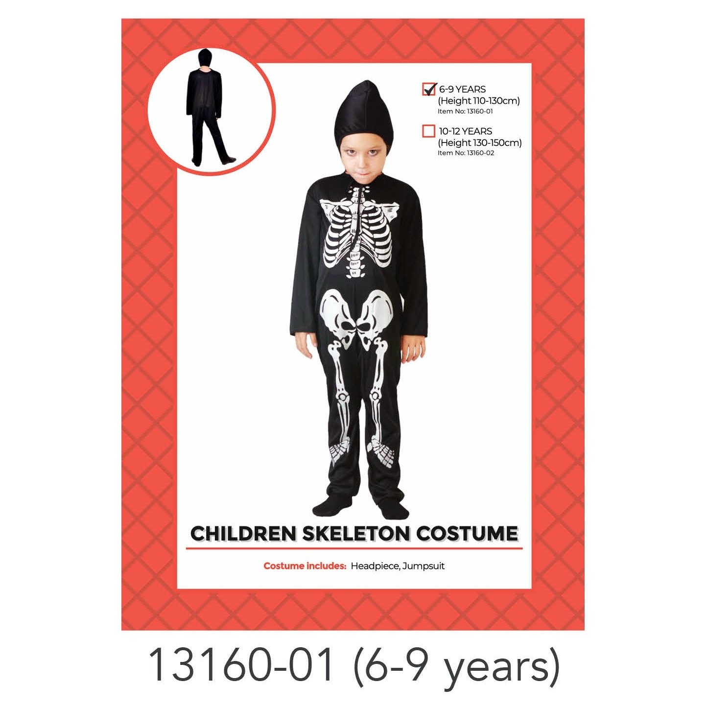 Children Skeleton Costume 6-9