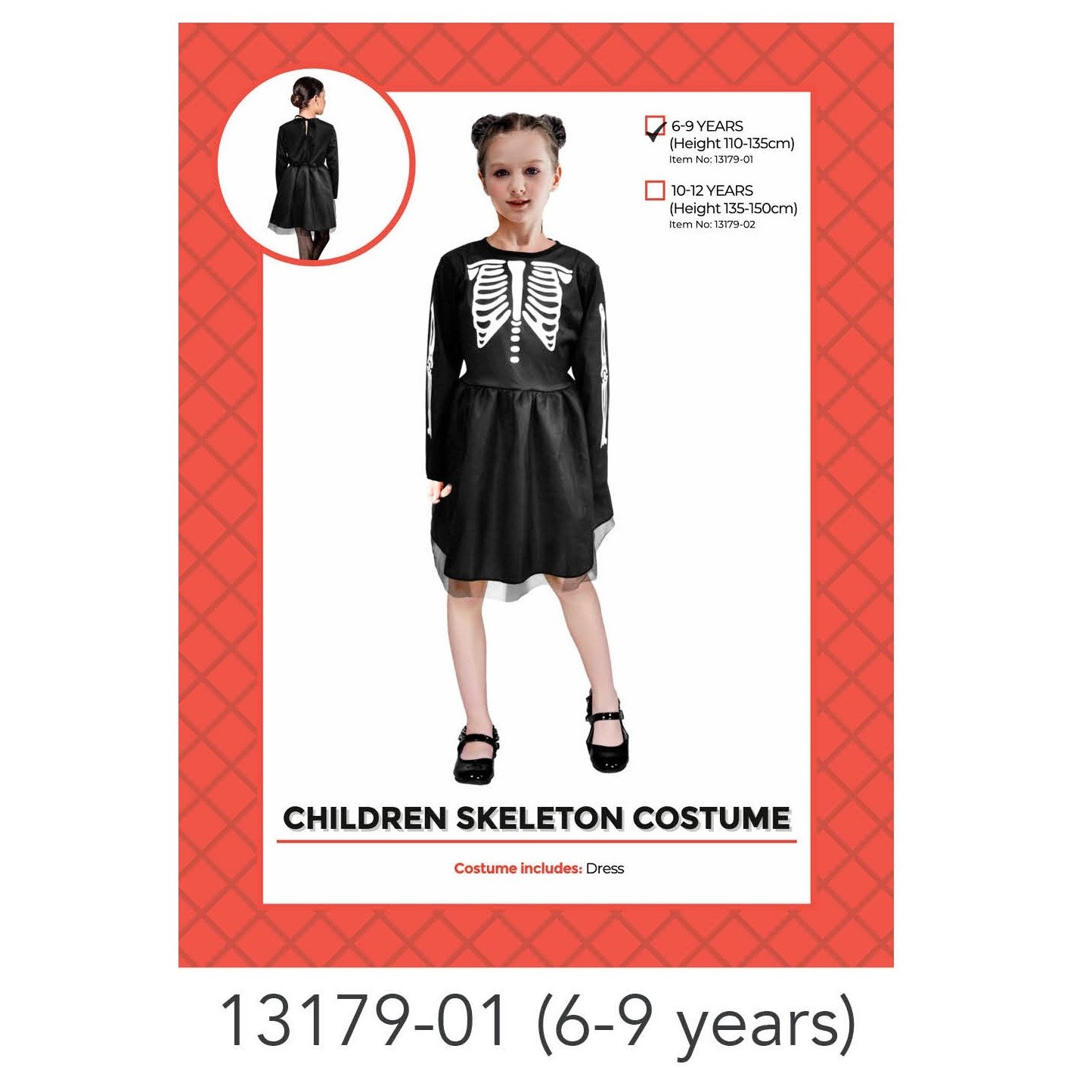 Children skeleton girl Costume (6-9 years)
