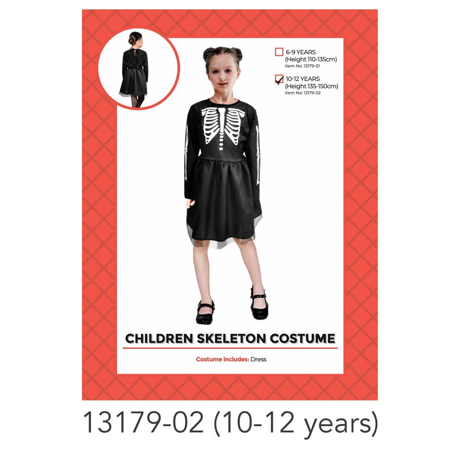 Children skeleton girl Costume (10-12 years)