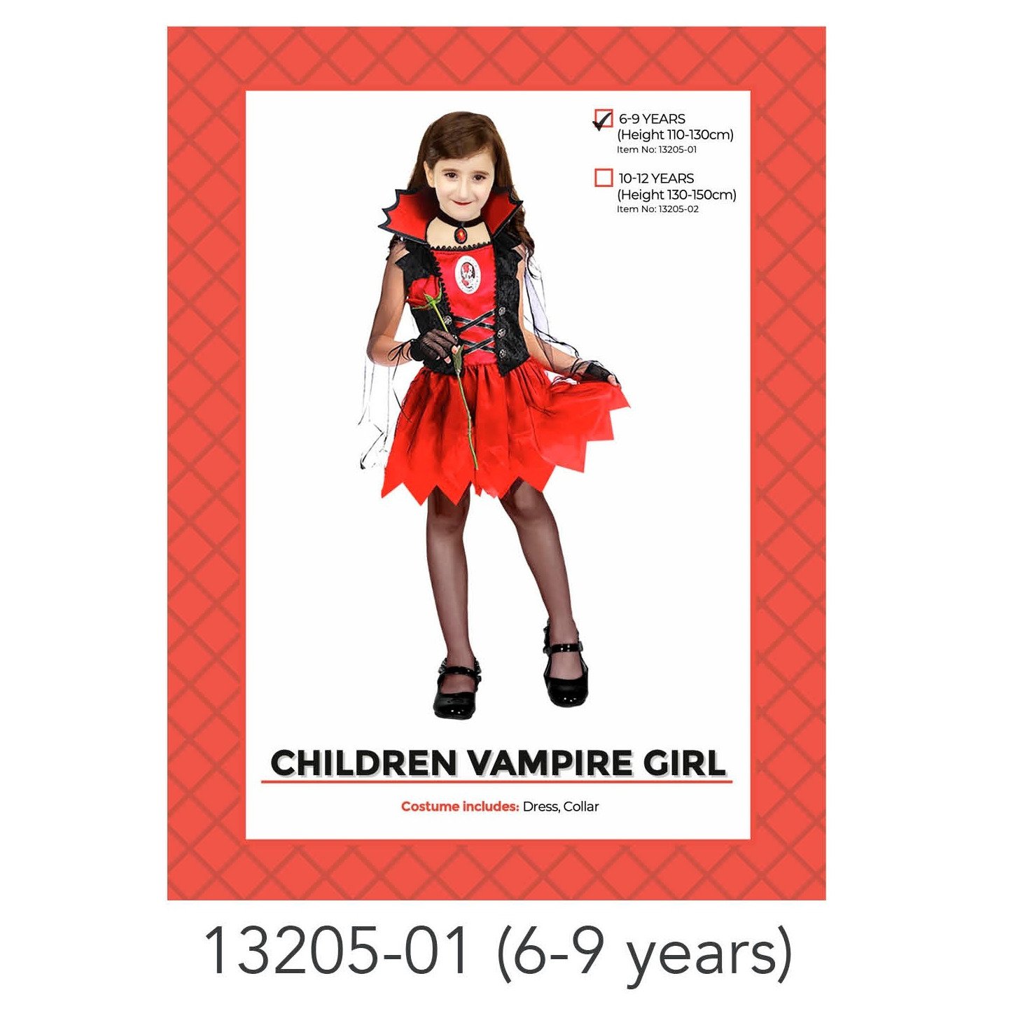 Children Vampire Girl Costume 6-9 Years