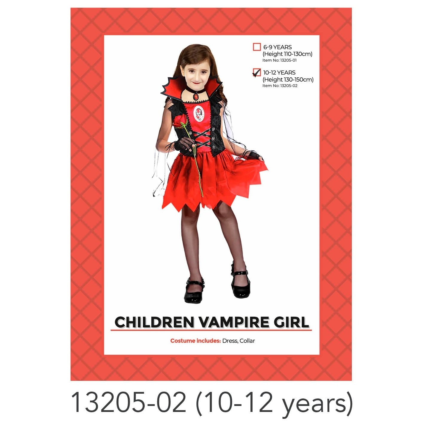 Children Vampire Girl Costume 10-12 Years