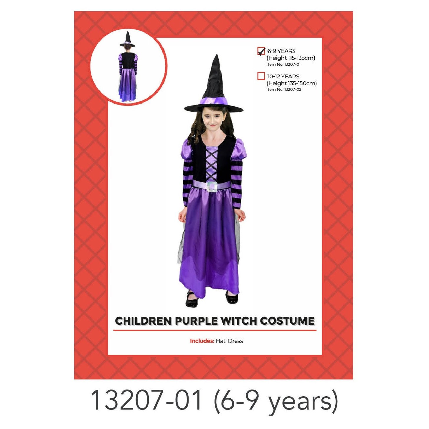 Children Purple Witch Costume 6-9