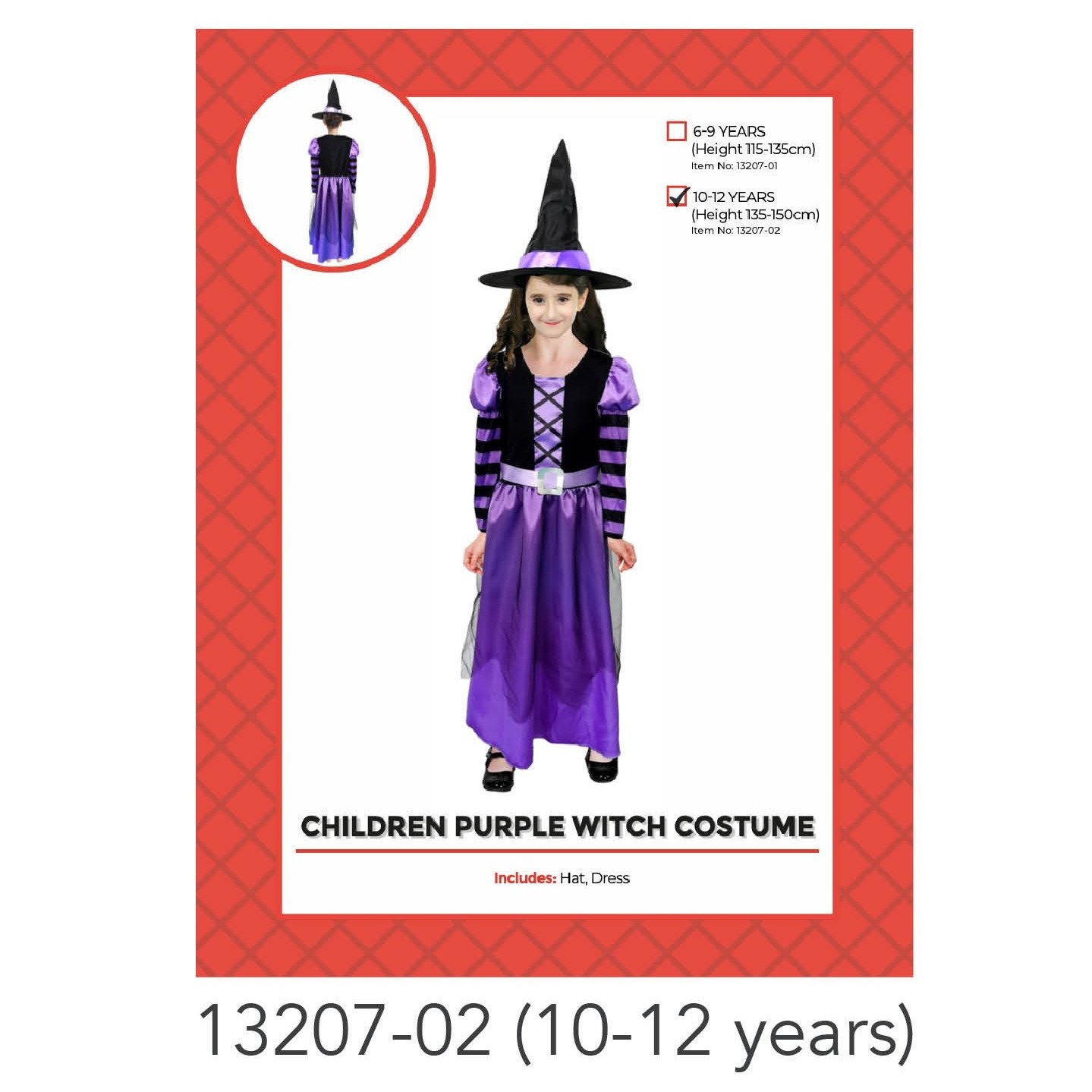 Children Purple Witch?Costume 10-12