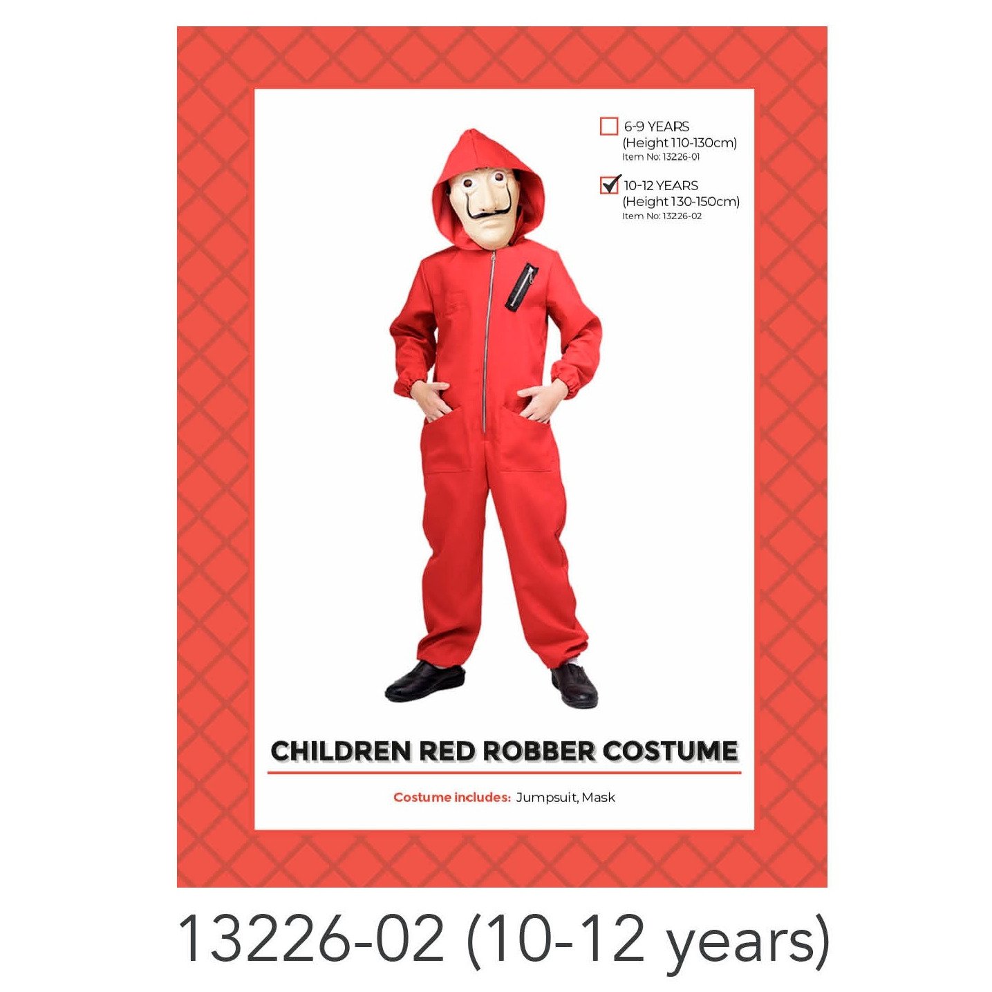 Children Red Robber Costume 10-12 years