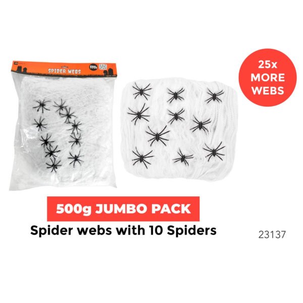 Spider webs 500g with 10 spiders