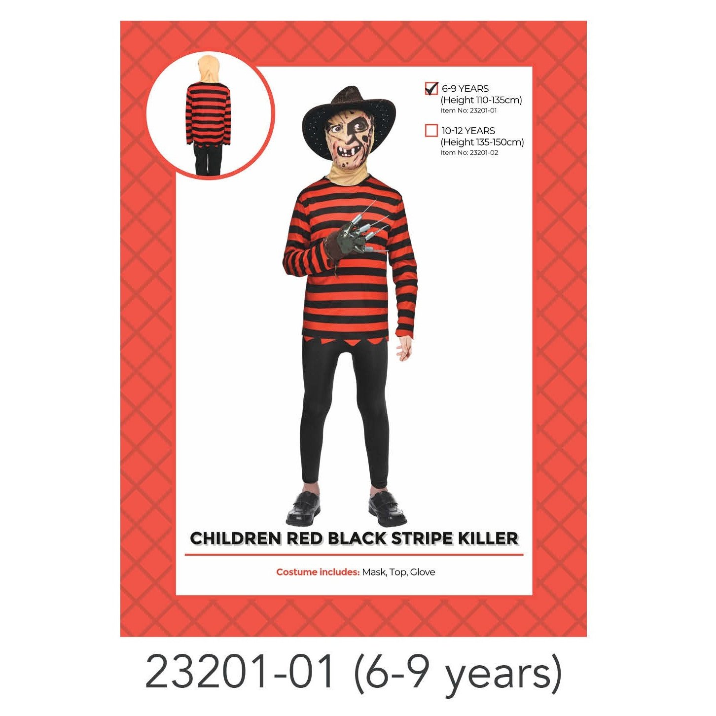 Childer Killer Stripe Costume 6-9 years