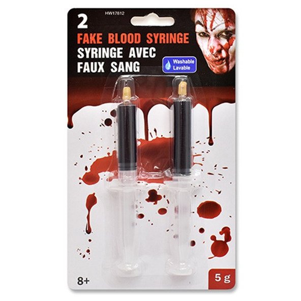 Halloween Fake Blood Syringe 2pk 5 Syringe 13.33cm????????????????????????????????????????????????