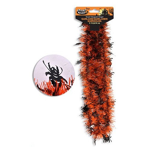 Halloween Tinsel Garland Two-Tone 2.74M Orange