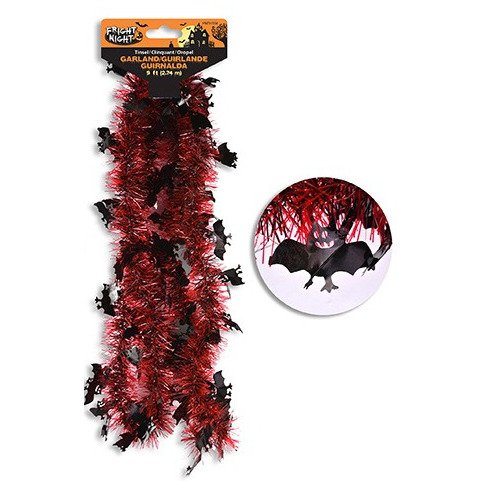 Halloween Tinsel Garland Two-Tone 2.74M Red