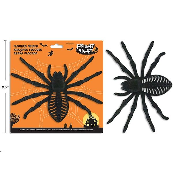 Halloween Flocked Spider Black 22X13cm                                  