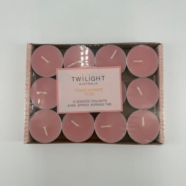 4hr Tealight Candles 12pk - Pomegranate Rose