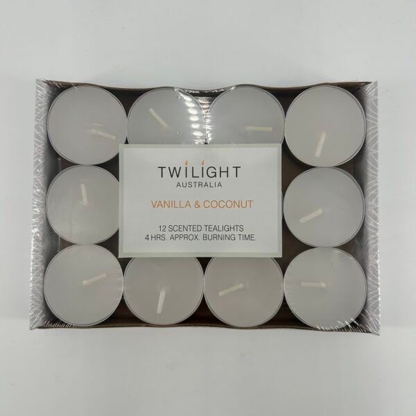 4hr Tealight Candles 12pk - Vanilla Coconut