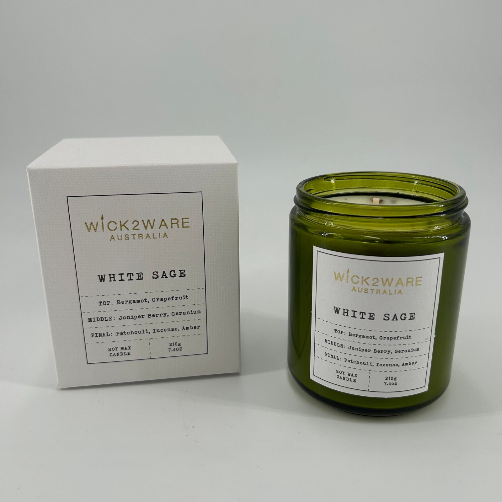 Green Soy Candle 210g - White Sage