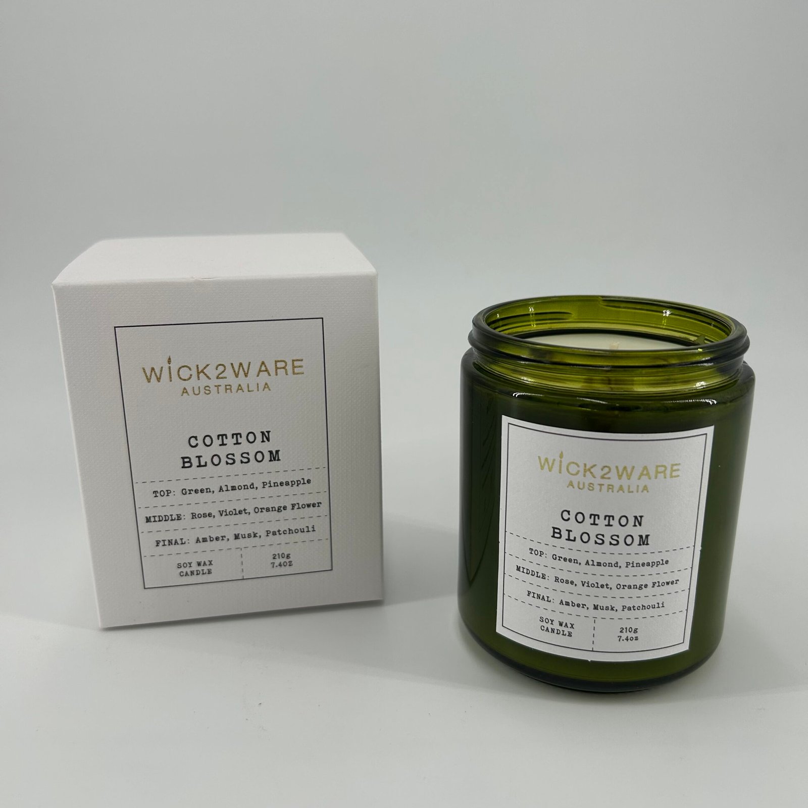 Green Soy Candle 210g - Cotton Blossom