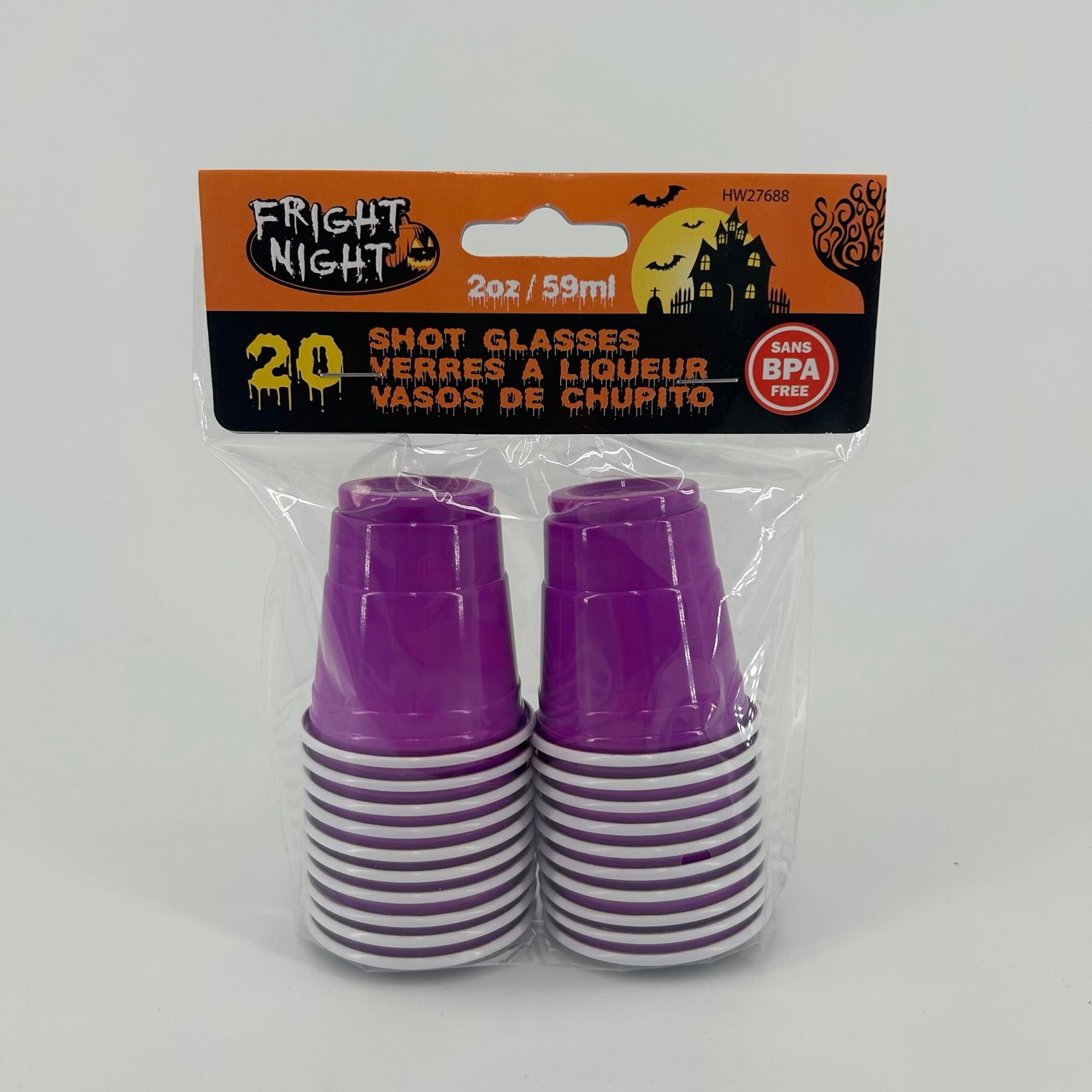 Halloween Purple Color Shot Glasses 20Pk 2Oz                                        