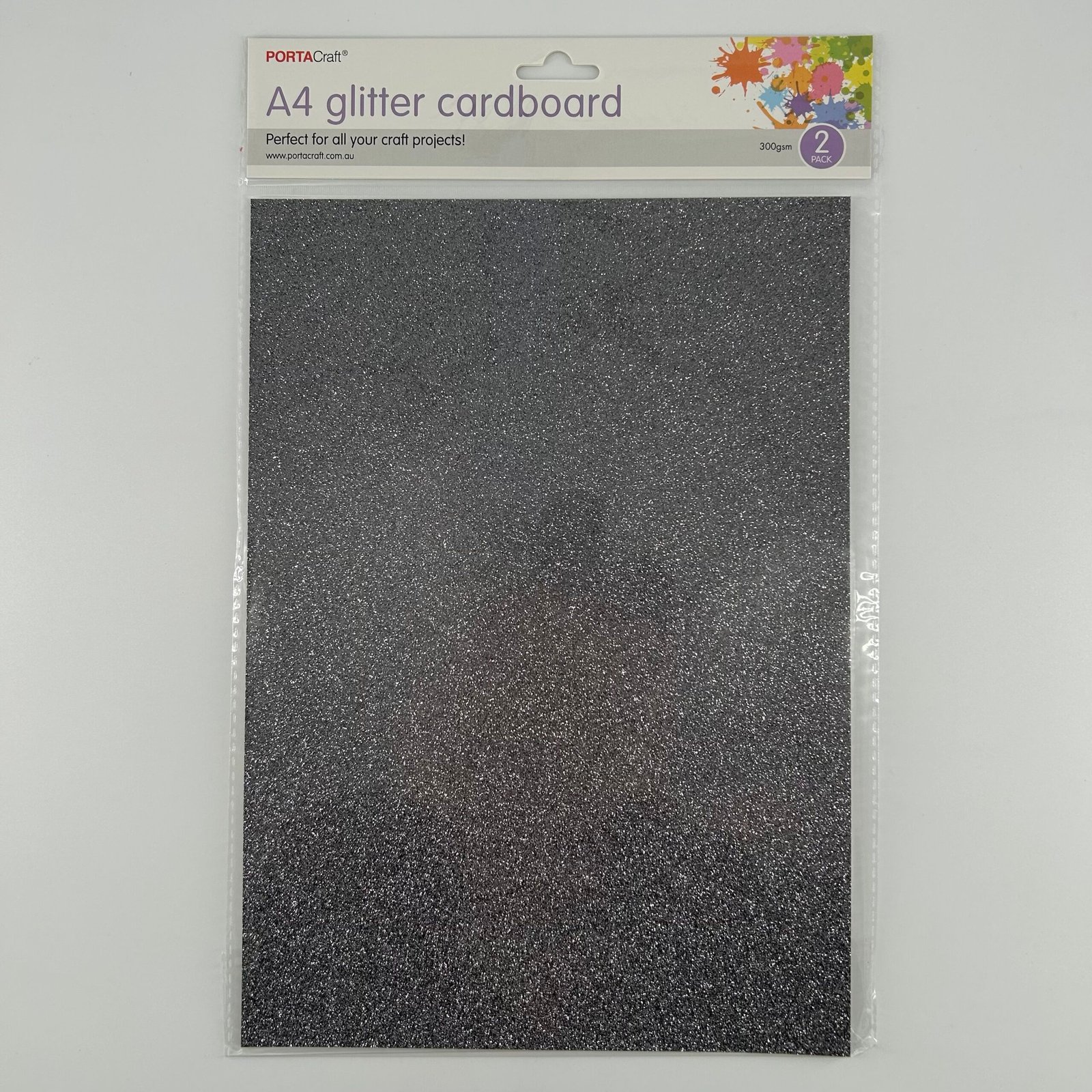 A4 Glitter Cardboard 2pk Grey