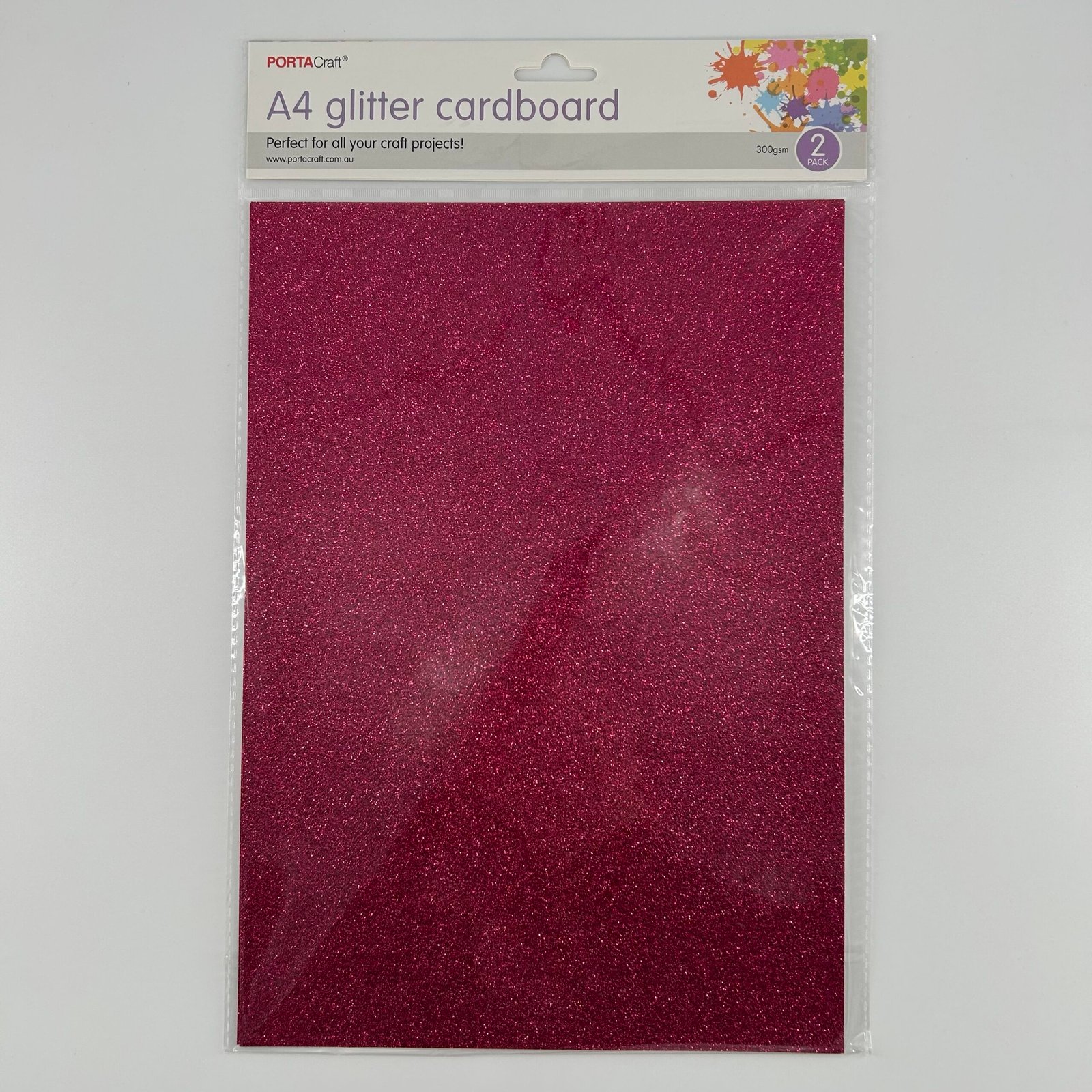 A4 Glitter Cardboard 2pk Hot Pink