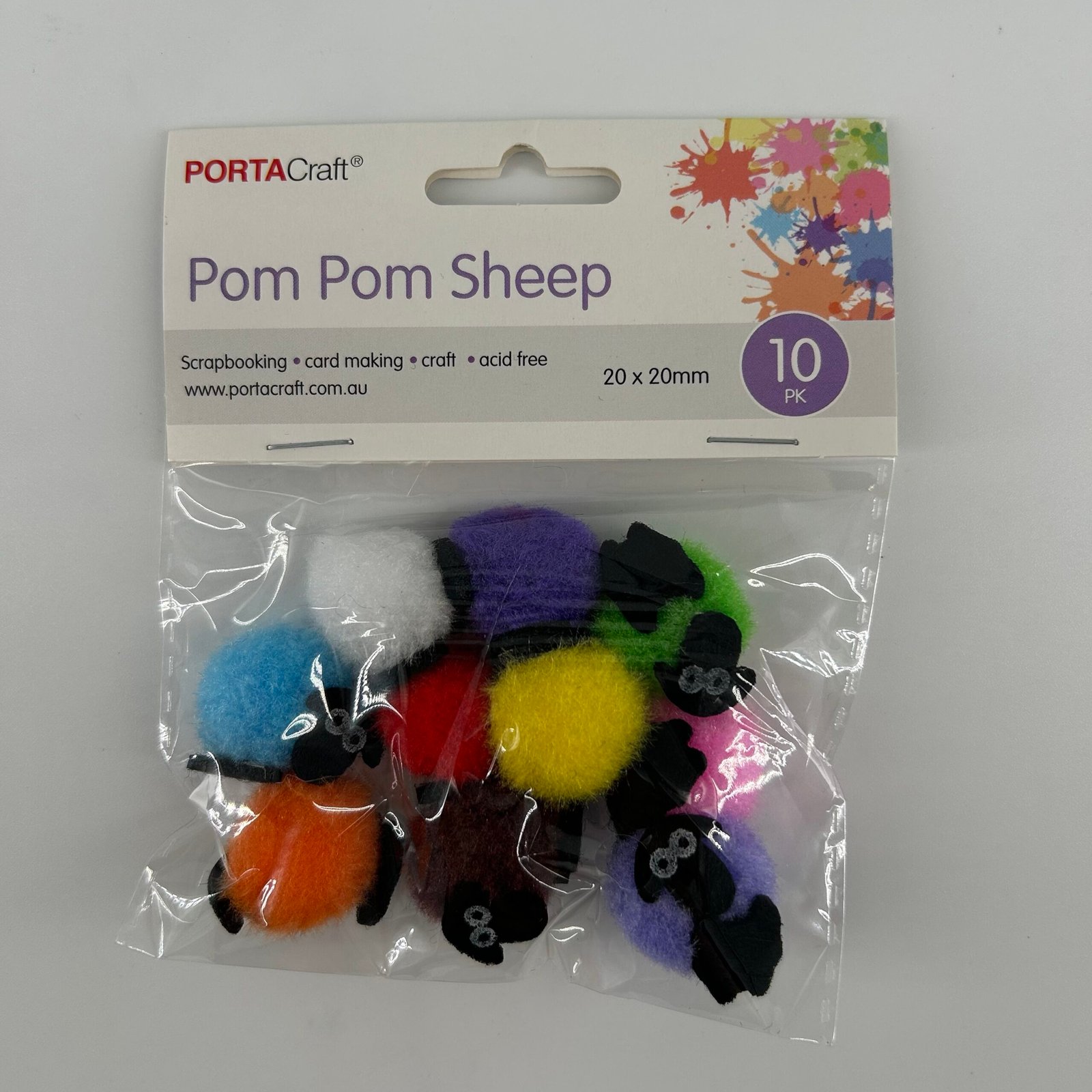 Pom Pom Sheep 20mm 10pk