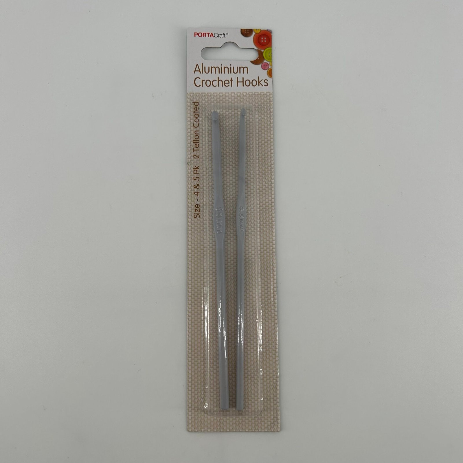 Aluminium Crochet Hooks 4 & 5mm 2pk