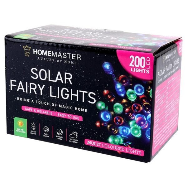 Fairy Light Solar 200LED 13.5m Total Length Multi Colour 2 Functions