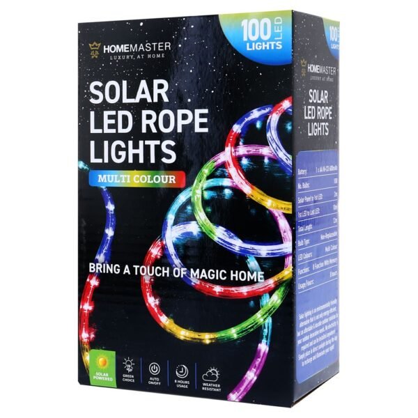 Rope Light Solar 100LED 12m Total Length Mutli Colour 8 Functions