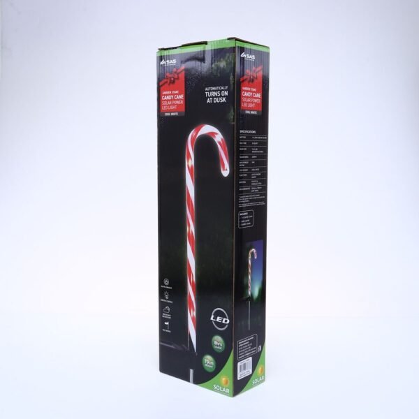 Stake Light Solar Candy Cane 8LED 16.5cm x 70cm Cool White LED Red