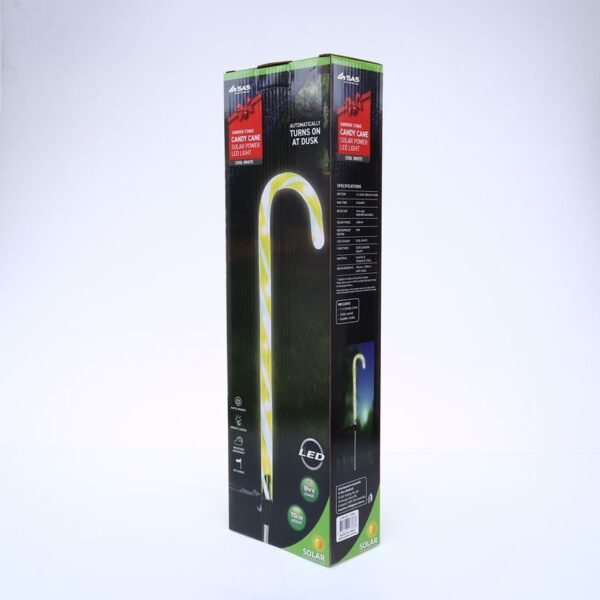 Stake Light Solar Candy Cane 8LED 16.5cm x 70cm Cool White LED Yellow