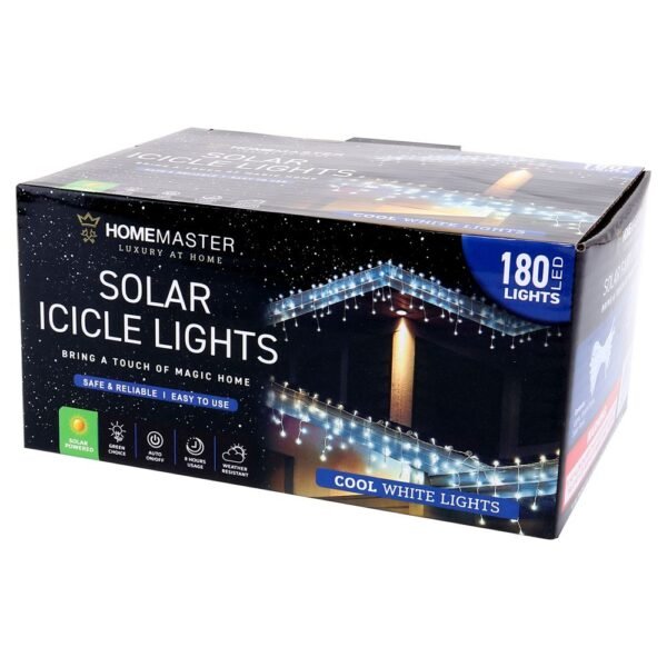 Icicle Light Solar 180LED 7.3m Total Length Cool White 2 Functions