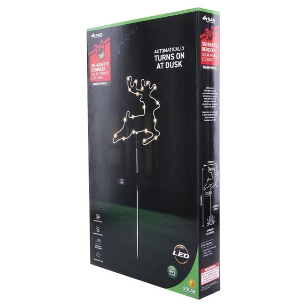 Stake Light Solar Silhouette Reindeer 18LED 22cm x 22cm x 70cm Warm White 1 Functions