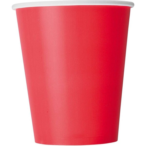Red 270ml paper cups - 8pk