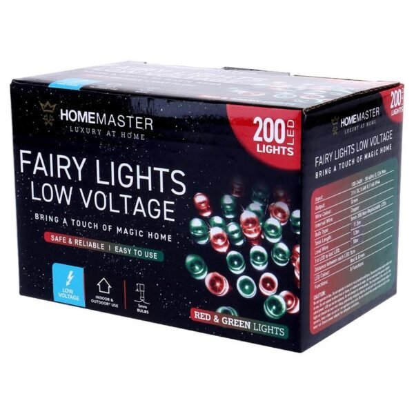 Fairy Light Low Voltage 200LED 11.5m Total Length Red & Green 8 Function