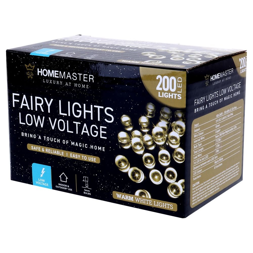 Fairy Light Low Voltage 200LED 11.5m Total Length Warm White 8 Function
