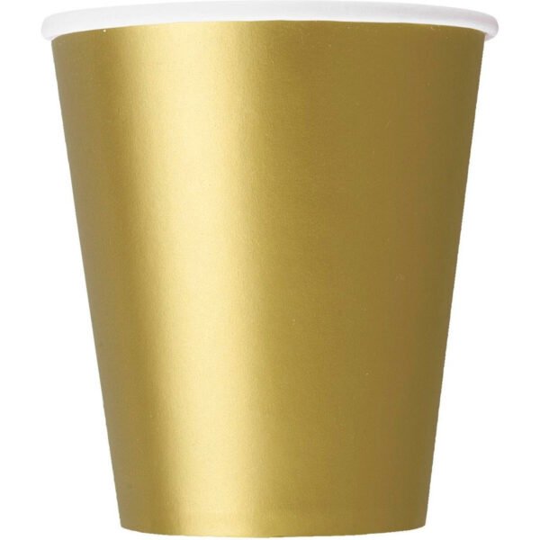 Gold 270ml paper cups - 8pk