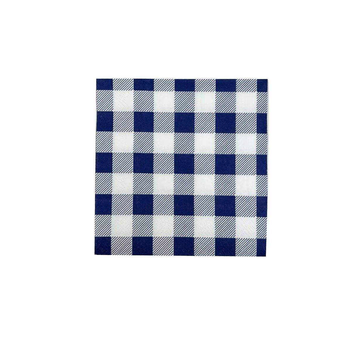 Blue Gingham Cocktail Napkin 25x25cm 25pk