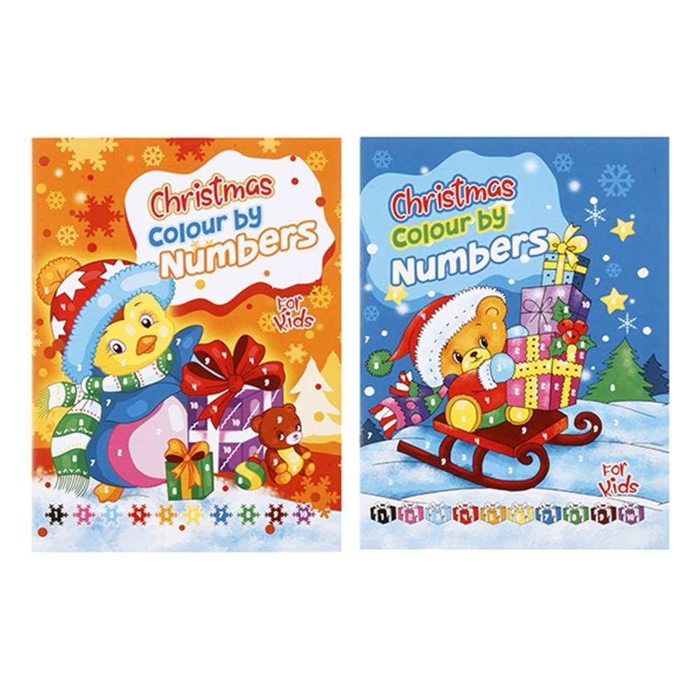 Book Colour By Numbers Christmas A4 32pg Baby Bear