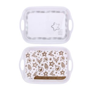 Melamine Tray w/ Handles Christmas Silver