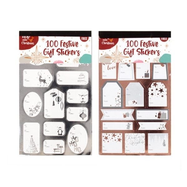 Christmas Foil Gift Tag Stickers 100pk