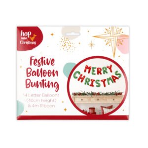 Balloons Christmas Bunting "Merry Christmas" w Straw 4m