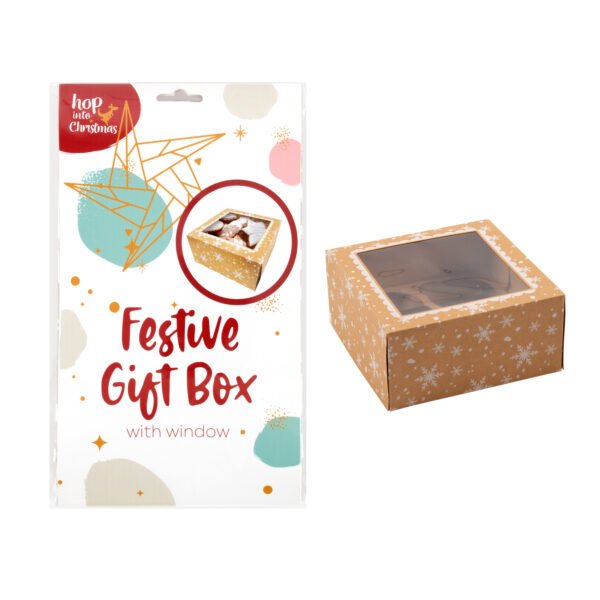 Christmas Cake Box Gift 16x16x7.5cm Kraft Paper