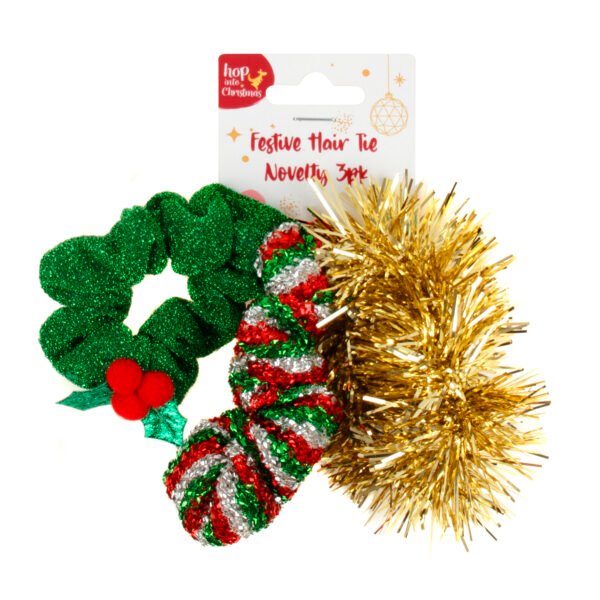 Hair Tie Novelty Christmas 3pk
