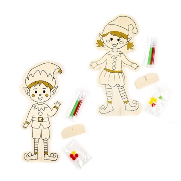 Decoration Christmas Elf Set Wooden DIY Colour Boy