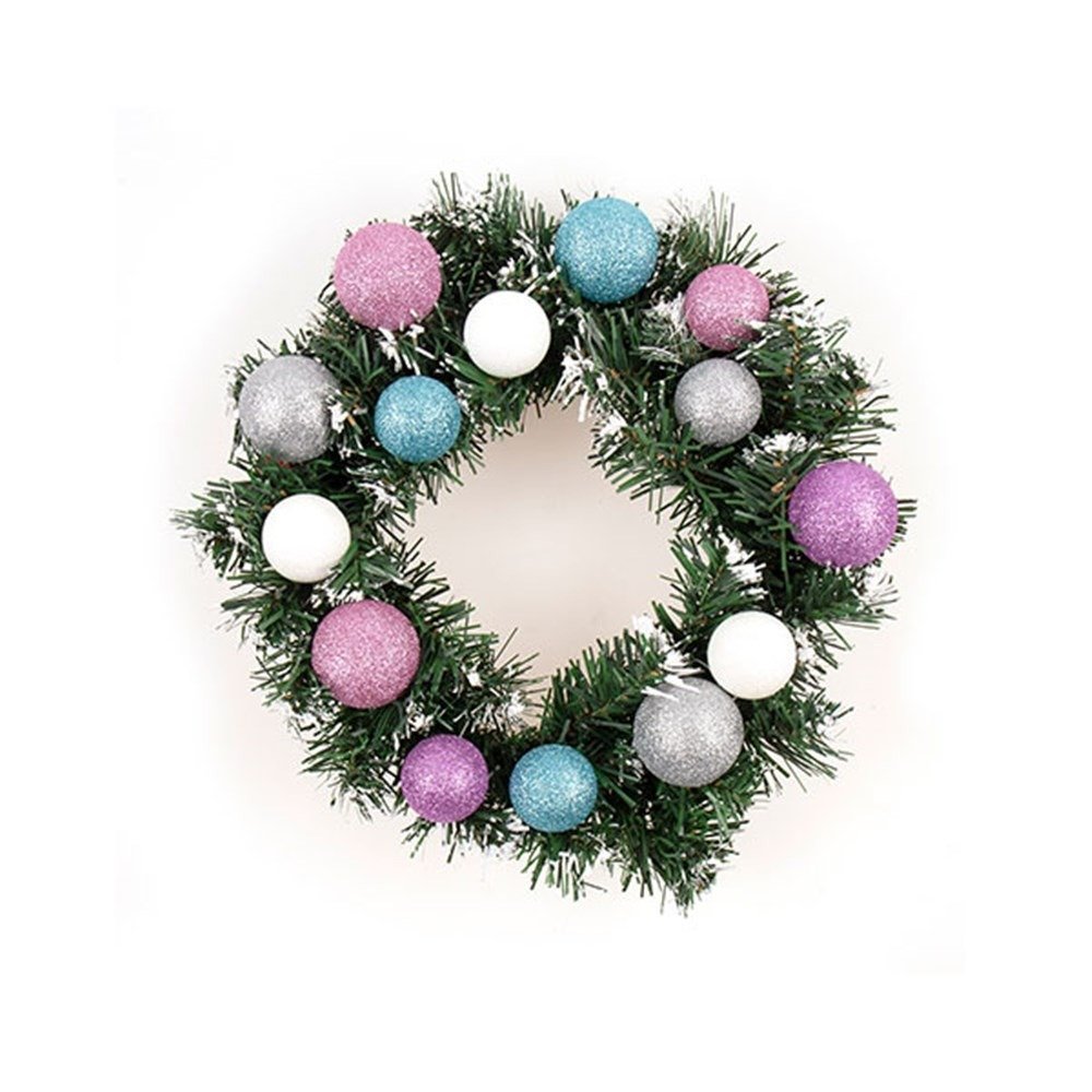 Wreath Decorated Christmas 30cm w Glitter Balls