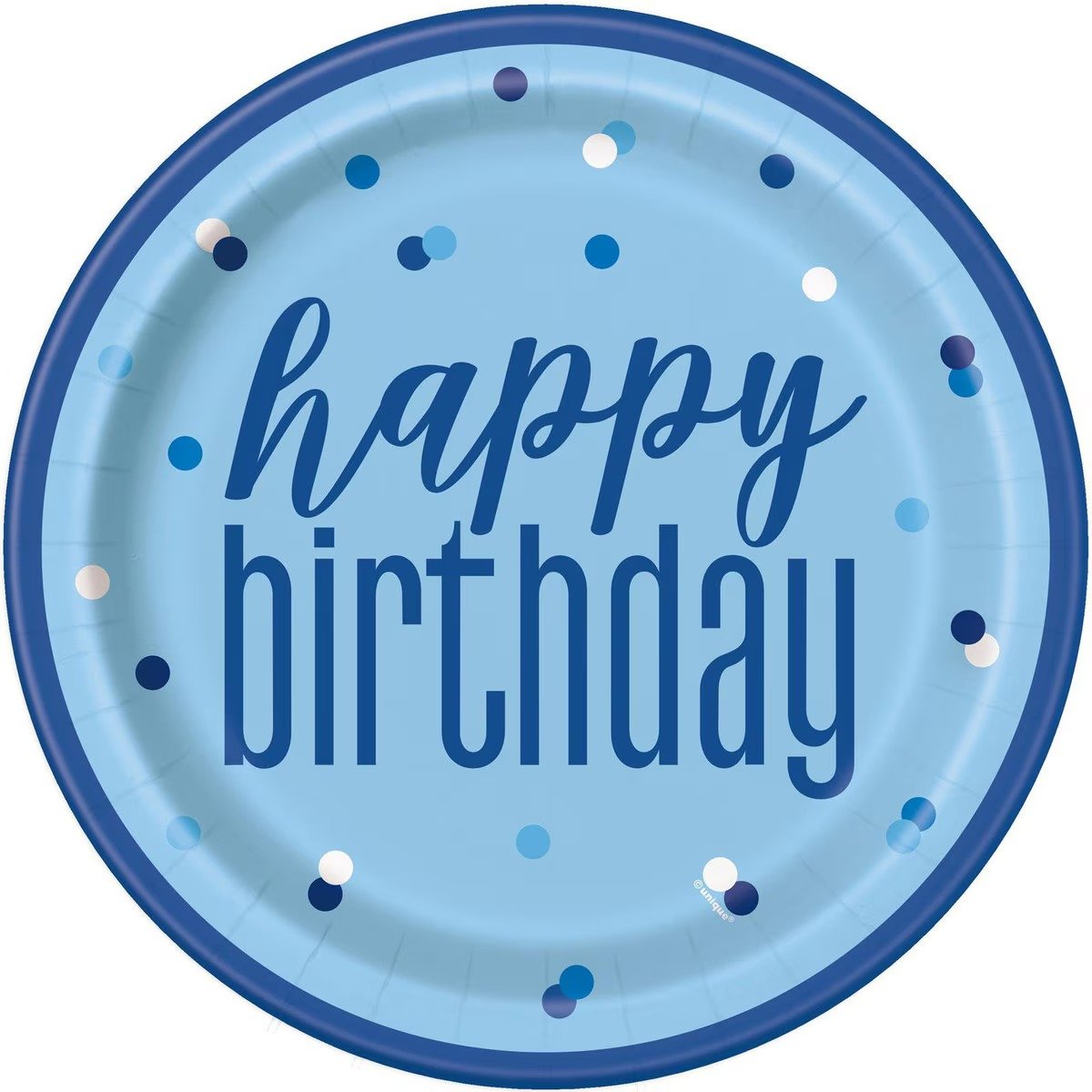 Blue Happy Birthday Paper Plates 23cm (9") - 8pk