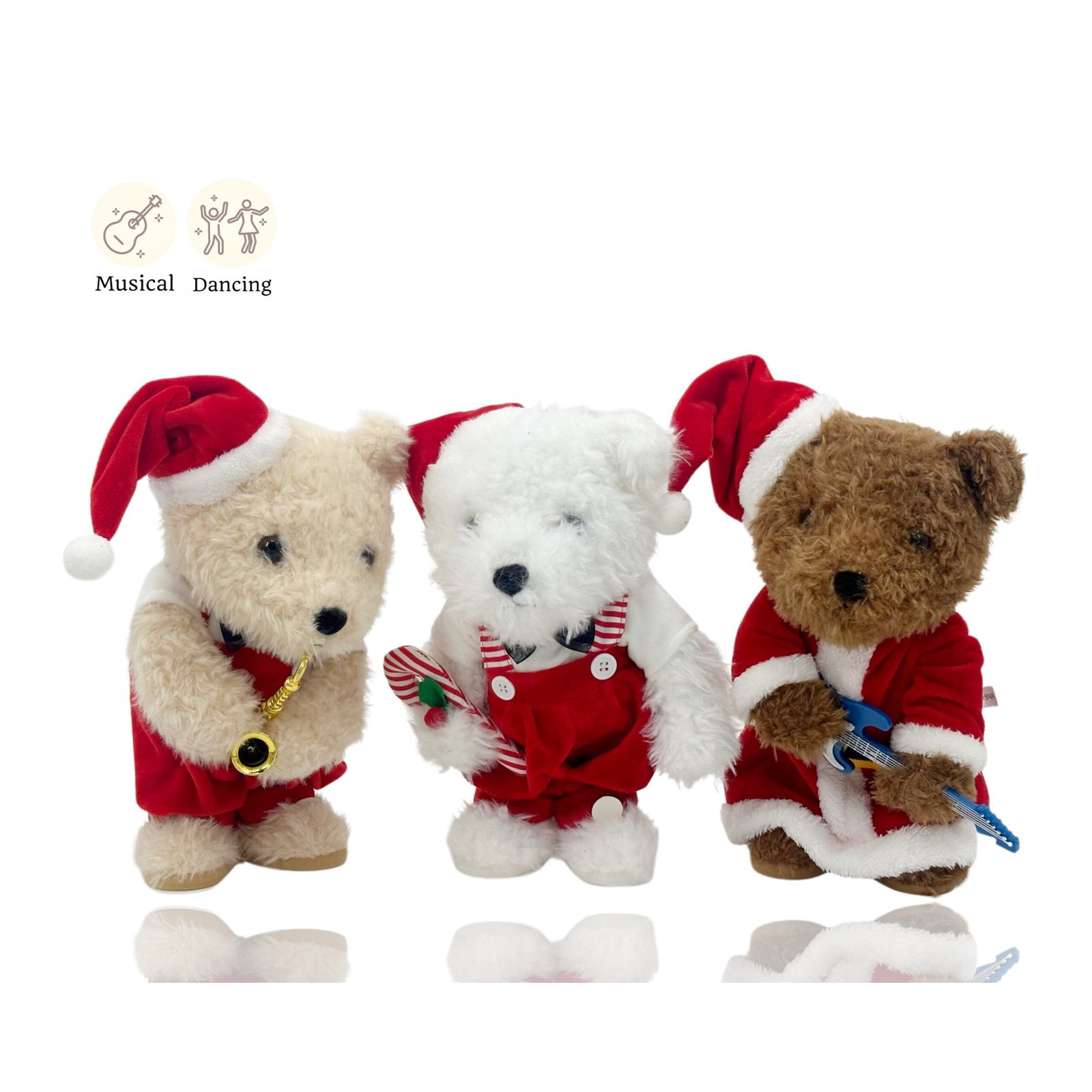 Xmas Dancing Musical Teddy Bear Brown 12X8X33Cm