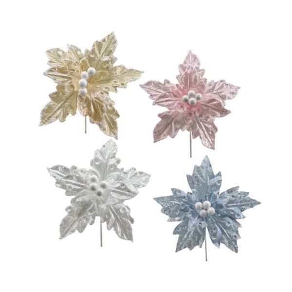 Xmas Pastel Poinsettia 24Cm Blue